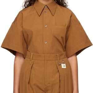 Wooyoungmi oversize Tan patch button up unisex shirt from ssense